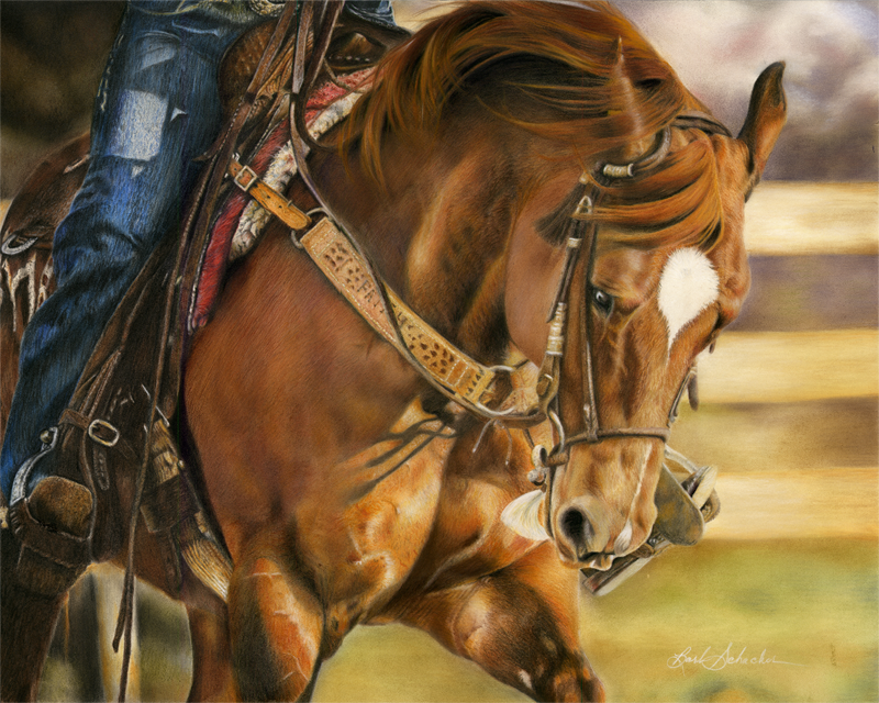 THE POWER OF FAITH western art pastel painting by Barb Schacher
